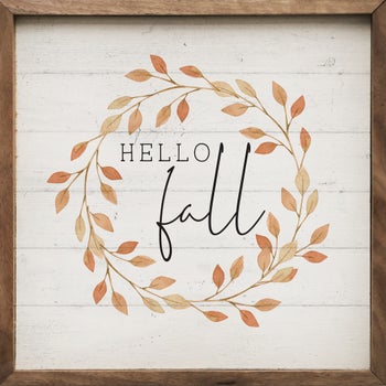 Hello Fall Leaves Wreath Whitewash